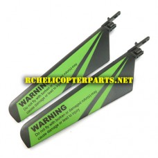 HAK809-03-Black & Green Main Blade Replacement for HAK809 Helicopter
