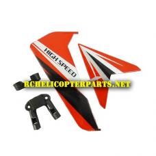 K5-05-Version 2 Orange Vertical & Horizontal Fin For Kingco K5 Helicopter