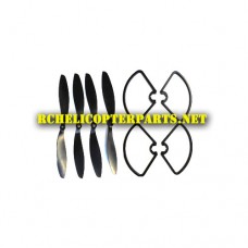 GHDS-039 Propellers 4PCS + Guard 4PCS Parts for Sharper Image GPS Video Hover Drone
