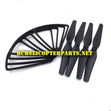 SK-P70GPS-50 Main Blades 4PCS + Blade Guard 4PCS Parts for IMS Skymark P70-GPS Pursuit Drone