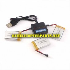 K33-Batteries Upgrade 800mAh 3 PCS with Charger for Kingco K33 RC Drone Quad