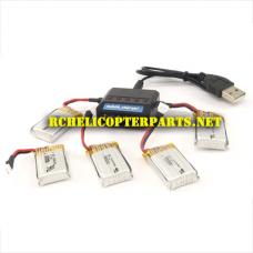 QDR-BPL-30 300mAh Battery 5PCS and Charger Parts for AWW AW-QDR-BPL Quadrone Sparrow Drone Quadcopter 