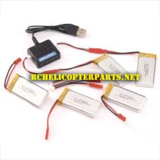 AW-QDR-EOC-28 800mAh Batteries 5PCS with Charger Parts for AWW AW-QDR-EOC Quadrone Elite Drone Quadcopter