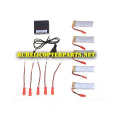 QDR-XHD-29 5PCS 3.7V 600mAh Battery and 5 in 1 Charger Parts for AW-qdr-xhd Quadrone X-HD Quadcopter Drone