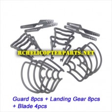 QDR-XHD-30 Guard 8PCS + Landing Gear 8PCS + Blades 8PCS  Parts for AW-qdr-xhd Quadrone X-HD Drone