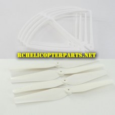 RCP70-038-White Main Blades 4pcs and Protector Guard 4pcs Parts for Promark P70 VR RC Drone Quadcopter