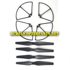 VKP70CW-38 Main Propellers 4pcs and Protector Guard 4pcs Parts for Promark P-Series 70CW P70-CW Warrior Drone