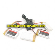 QC1-21 5PCS Lipo Battery with Charger Parts for QCopter QC1 Drone Quadcopter